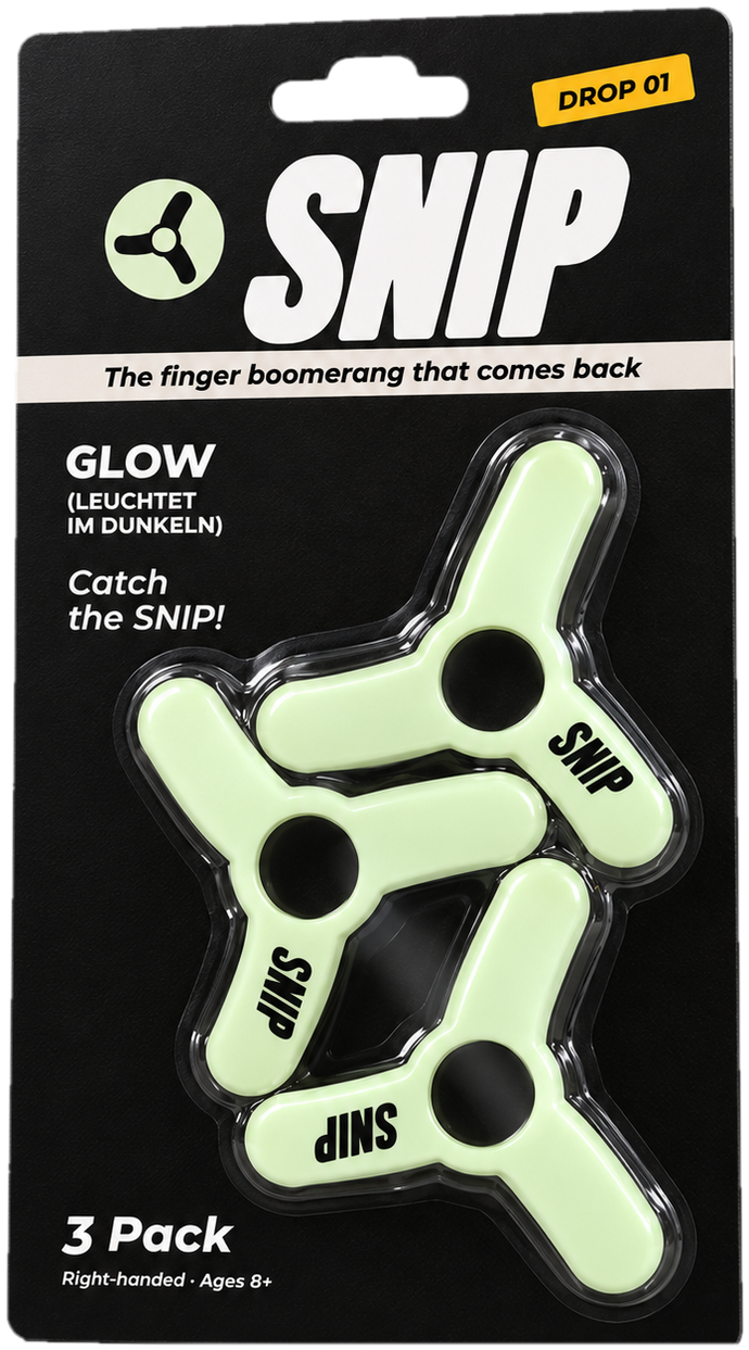 SNIP Finger Boomerang 3-Pack Glow in the Dark